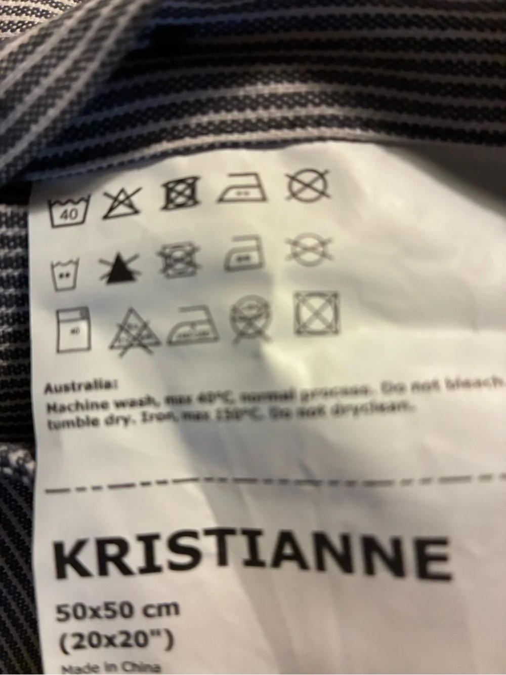 IKEA Kristianne Pillow Covers 20X20 Striped Navy/White New Unused Freshen Room